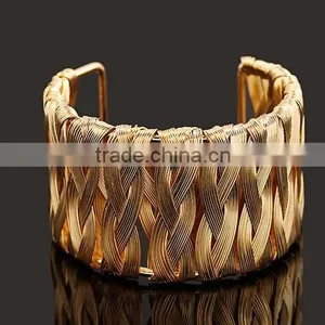 New Open Super Wide Cuff Bangle Bracelet Fashion Jewelry Gold Tone thumbnail-3