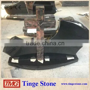 Carved Cross Shan xi Black Granite Tombstone Designs thumbnail-1