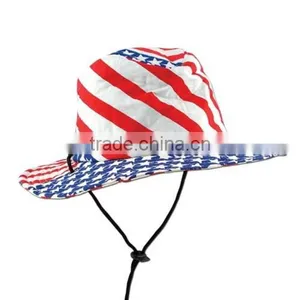 Custom Printed Pattern Floral Cheap Hat American Flag Print Pattern Bucket Hats thumbnail-1
