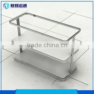 Portable Metal 3 Tier Cosmetic Watch Sunglass Clothes Shoes Display Table Glass Shop Display Stand thumbnail-1