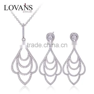 925 Sterling Silver Diamond Bridal Dubai Custom Jewelry Set E0019 thumbnail-1
