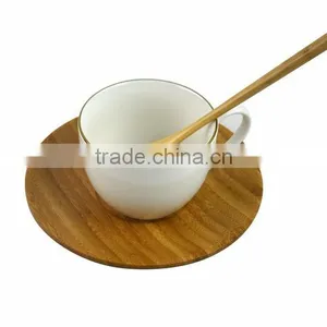 DT031/ Stainless Steel Holder,Ceramic Cup,Bamboo Plate and Spoon Coffee & Tea Set thumbnail-5