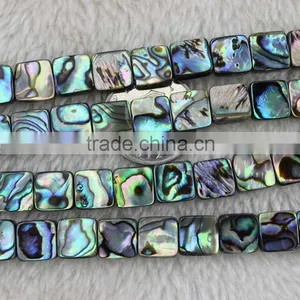 Natural Shell Paua Beads 8mm Square A Grade thumbnail-1