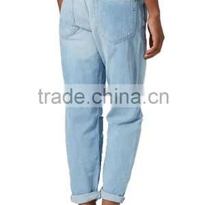 Blue Distressed Holes Denim Pants With Straight Leg Girls Sex Leg Jean Pant Dubai Girl Photo thumbnail-4