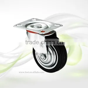 Medium Duty 4 Inch Industrial Black Rubber Caster Wheels thumbnail-2