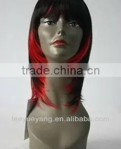 High Quality Black and Red Layered Straight Wig thumbnail-1