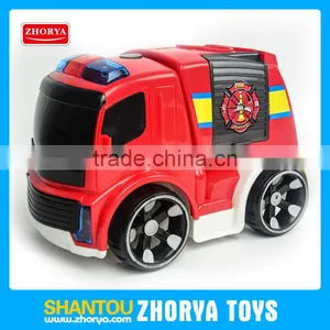 Kids Electric Fire Truck Cute 4 Light Musical Fire Engine Car Kids Plastic Friction Cars thumbnail-1