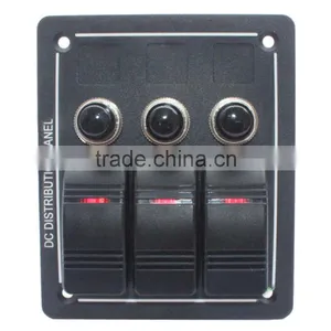 Marine/Boat/RV/Yacht 3 Gang Aluminum LED Waterproof Rocker Switch Panel thumbnail-1