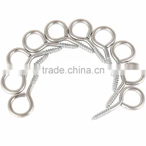 Silver Color Zinc Plated Metal Cup Hooks Eye Shape Screw Hooks Self-tapping Screws Hooks Ring thumbnail-1
