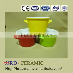 Large Colorful Two Handle Porcelain Ceramic Bowl,white Porcelain thumbnail-1