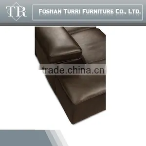 Italian Comfortable Brown Color Corner Leather Sofa thumbnail-4
