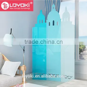 New Design Castle Shape Room Divider Mdf Wood With Carving Flower 3 Panel ROOM DIVIDER thumbnail-1