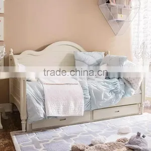 Antique French Style Princess Snow White Pure White Solid Carving Daybed With Two Big Drawers BF11-02274b thumbnail-2