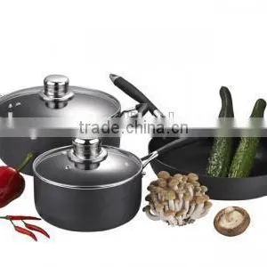 5pcs Stainless Steel Handle Pressed Aluminum Nonstick Cookware Set thumbnail-1