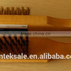 Wood Handle 5 Line Brass Wire Brush thumbnail-2