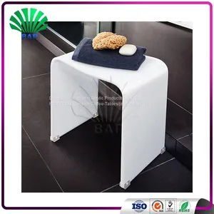 Modern White And Black Acrylic Stool C-Shape Shower Stool Lucite Simple Stool thumbnail-1