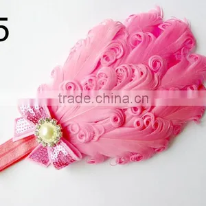 Curly Feather With Pearl Bead Rhinestone for Kids Hair Accessories thumbnail-6