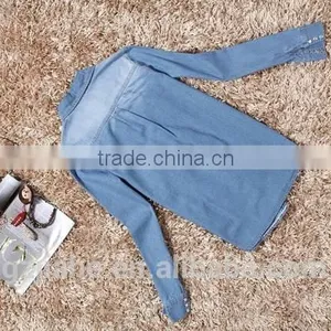 Plus Size Denim Shirt Women Clothing Nostalgic Gradient Jeans Shirt Vintage Womens Camisa Jeans Blusas Feminina Blouse thumbnail-2