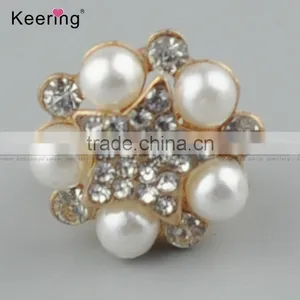 Wholesale Fashionable Metalic Rhinestone Pearl Button for Decoration WBK-1485 thumbnail-1