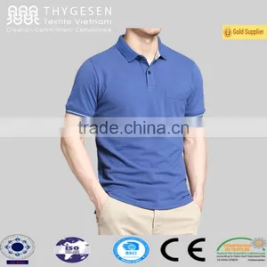 Hot 2017 Summer 100% Cotton Casual Plain Polo T-shirt for Men OEM in Vietnam thumbnail-1