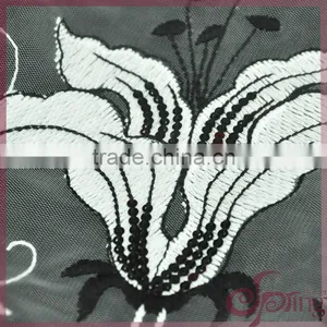 Lily Embroidered Mesh Swiss Lace Fabric, Sequin Bridal Lace Fabrics for Dress thumbnail-4