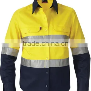 Long Sleeve High Vis Reflective Cotton Shirts for Work Mens Shirts thumbnail-1