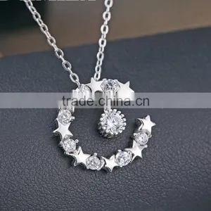 925 Sterling Silver Pendants Jewelry Engraved Circle Star Pendant Necklace thumbnail-1