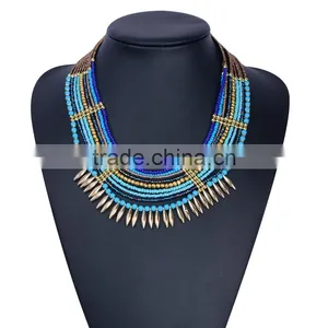 2016 Big Brand Women Multilayer Chain Necklace Jewelry ,blue Color Chain Necklace thumbnail-1