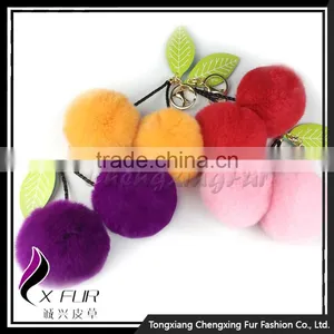 CX-R-56 Promotion Price Genuine Rabbit Fur Custom Keychain Charm Bag thumbnail-4