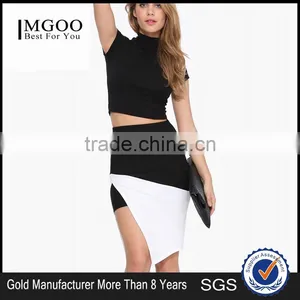 MGOO Top Sale Imported Women Magic Wrap Skirts For Women Office White Black Contrast Fashion Skirts 15145A185 thumbnail-1