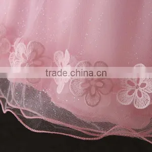 Summer Frock Designs Pictures Baby Girls One-piece Party Dresses Sleeveless Puffy Applique Pink Flower Shiny Performance Dress thumbnail-5