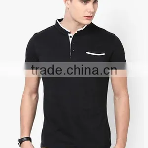 Black Cotton Color Henley T-Shirt thumbnail-1