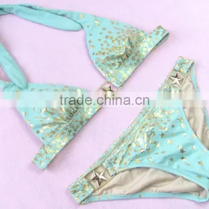 M866 Dingyang Fashion Sexy Latest Metal Five Star Split Bikini Swimwear thumbnail-3