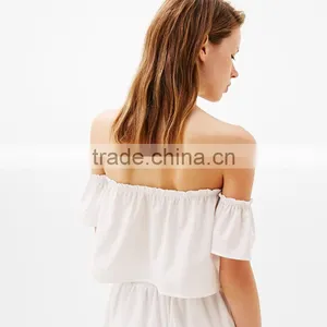2017 OEM Woman Floral Embroidery Sexy Off-the-shoulder Top thumbnail-3