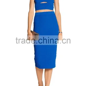 Sexy Designed Deep V-Neck Plain Blue Sweater Crop Top for Ladies thumbnail-2
