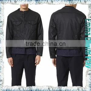Men's Black Leather Look Denim Jacket Airport Fashion thumbnail-5