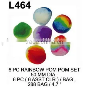 L464 6PC RAINBOW Pom Poms SET thumbnail-1