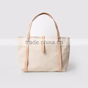 2017 New Fashion Vintage Khaki Double Strap Canvas Bag Solid Bag thumbnail-1