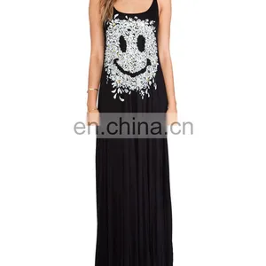 CHEFON Happy Face Deep Back Cut Out Maxi Dress thumbnail-1