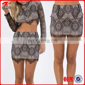 2015 Latest Skirt Design Black Mini Lace Skirt /Pictures Of Mature Women With Short Skirt thumbnail-1