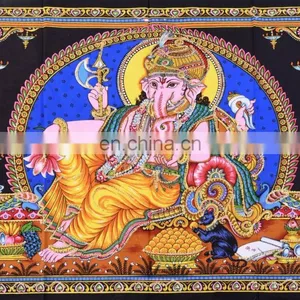Indian Latest Poster Throw Cotton Wall Decor Lord Ganesha Home Decor Poster Meditation Wall Hanging Tapestry 45X30 Inch thumbnail-2