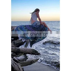72" Indian Mandala Hippie VIntage Round Roundie Tapestries Hippy Boho Gypsy Round Beach Throw Yoga Mat Tassel thumbnail-1