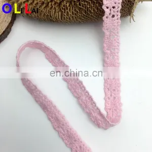 OLCT072 1.4cm Fashion Fine Pink Cotton Tulle African Lace Crochet for Ladies Dress thumbnail-3