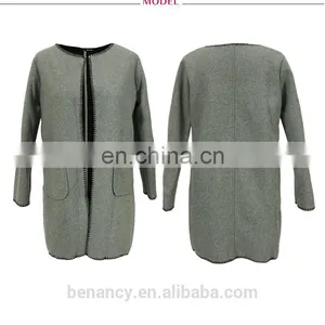 Classic Winter Outwear Thick Wool Cardigan Coat For Mature Women thumbnail-4