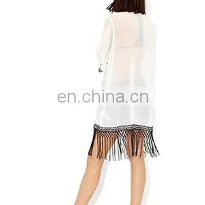 MONOCHROME EMBROIDERED KIMONO Latest Beach Kimono Soft Polyester Fabric Embroidered Kimono thumbnail-3