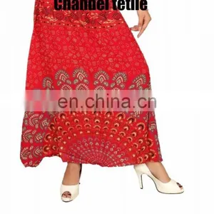 Mandala Printed Skirt and Dress Stretch Waist Ethnic Casual Skirt Bohemian Women Skirt Wrap New Women Skirt Rayon Indian thumbnail-1