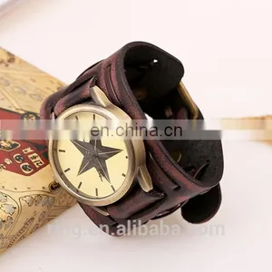 Men Vintage Trend Hand Watch Waterproof Back Leather Wide Strap Wrist Watch thumbnail-3