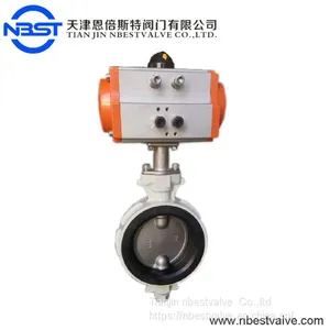 Food Grade Pneumatic Wafer Anuminum Alloy Butterfly Valve D671XP-10L thumbnail-1
