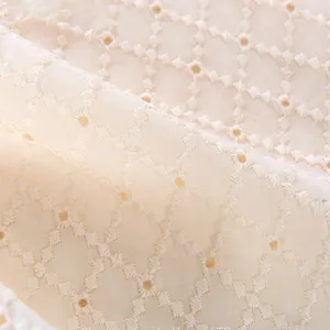 Swiss Voile White Cotton Fabrics Embroidered Bridal Lace Embroidery Fabric thumbnail-1