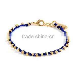Cotton Rope Woven Alloy Bead Bracelet With Lobster Clasp thumbnail-3